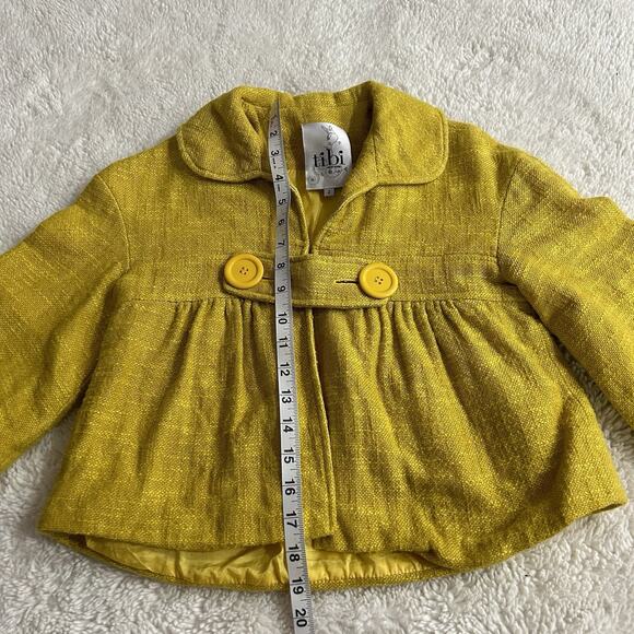 Anthropologie Tibi Sz 2 Yellow Linen Swing Blazer Cropped Chic Career Wow Y2K - Picture 3 of 8